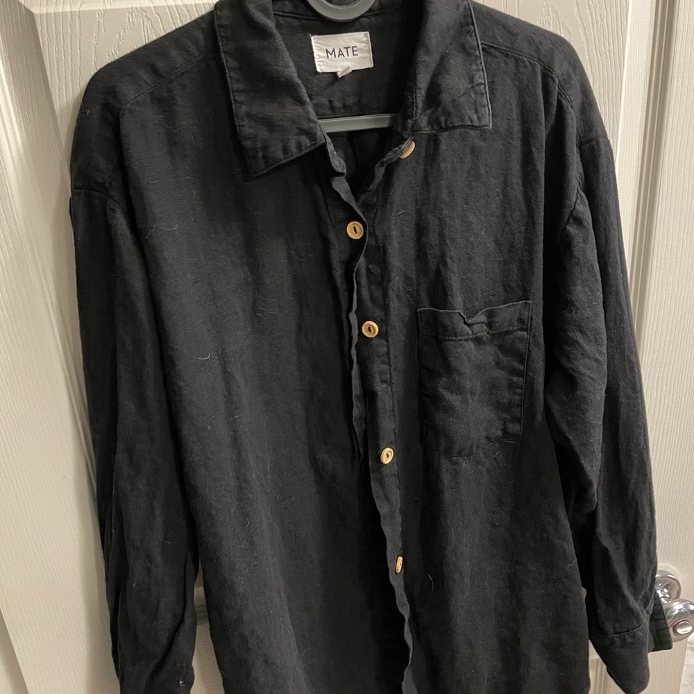 Mate the label long sleeve linen shirt